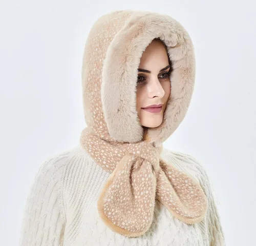 Miniatura 2 de Gorros de invierno para mujer, pasamontañas, bufanda, para clima frío, conjunto para mujer, gorro con capucha