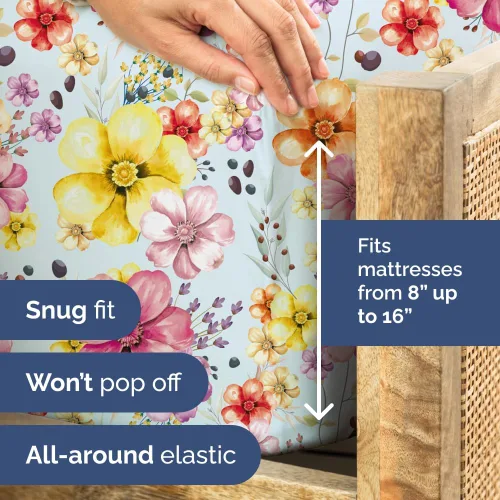 Miniatura 4 de Sábanas florales – Juego de sábanas florales de acuarela – 1 plana, 1 bajera y 2 fundas de almohada con bolsillos profundos – No se arruga ni se 18