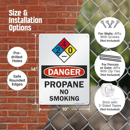 Miniatura 3 de SmartSign Letrero NFPA "Peligro - Propano, No Fumar" Aluminio de 10 x 14 pulgadas