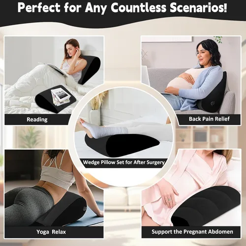 Miniatura 3 de TheClover Almohada inflable de cuña para dormir - Almohada de elevación de piernas con máscara para dormir, almohada de cuña de cama para acampar