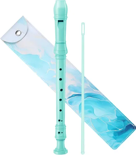 Miniatura 20 de Instrumento de flauta soprano para niños principiantes estudiantes, digitación alemana, llave C, flauta soprano de 3 piezas con varilla de limpieza
