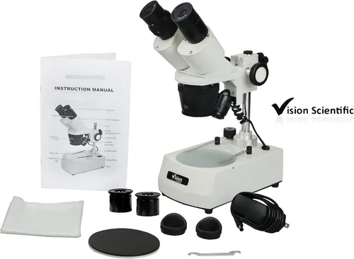 Miniatura 6 de Microscopio estéreo binocular VMS0002-LD-12-ES2, oculares WF10x y WF20x, objetivos 1x y 2X, aumento de 10x, 20x y 40x, iluminación LED superior e