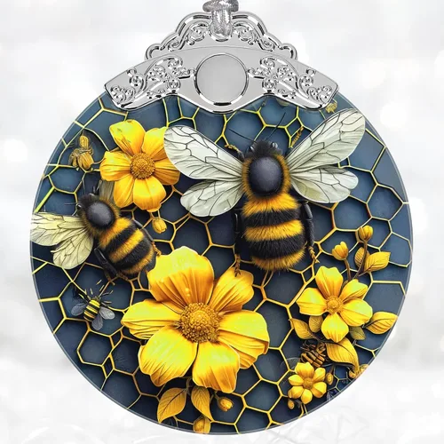 Decoración navideña de abejas, adornos para árbol de vitrales, regalo de Navidad para amigos, familiares, compañeros de trabajo