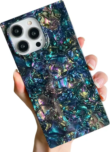 Miniatura 21 de Elegante concha de madre perla compatible con iPhone 13 Pro de 6.1 pulgadas, estuche de borde rectangular, elegante y delgado, con perla de abulón