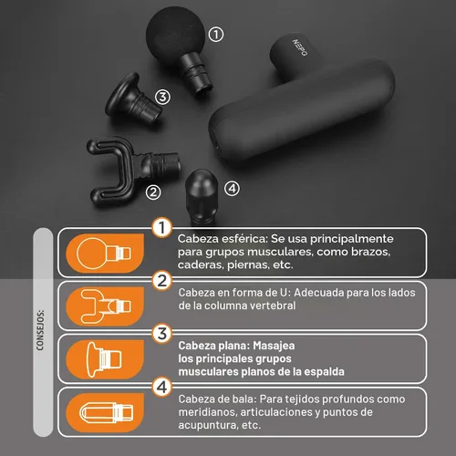 Miniatura 7 de NEPQ Mini Pistola de Masaje, Potente Pistola de Percusión de Tejido Profundo Portátil para Músculos Fasciales, Masajeador de Cabeza, Cuello
