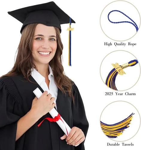 Miniatura 79 de Borla 2025, 1 unidad, borla de graduación para graduados 2025, borla 2025 con dijes de fecha dorada 2025 para fiestas de graduación, ceremonias