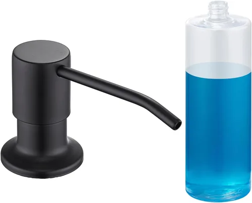 Miniatura 8 de Dispensador de jabón para fregadero de níquel cepillado, dispensador de jabón para fregadero de cocina de acero inoxidable con recarga desde arriba