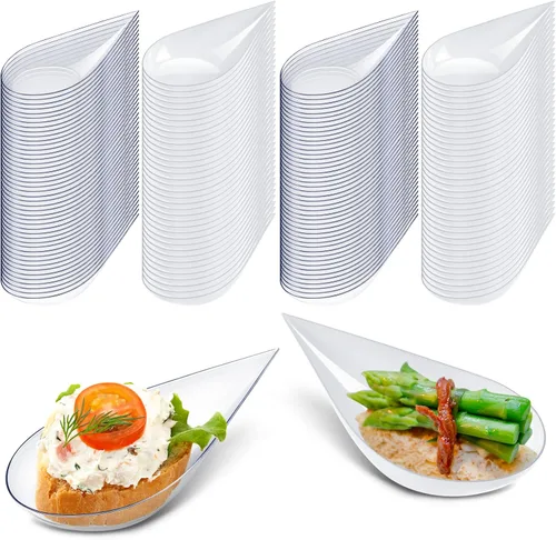 Miniatura 10 de Tessco for you 800 piezas de cucharas de aperitivo de 4 pulgadas, mini platos de aperitivo reutilizables, cucharas de degustación, platos