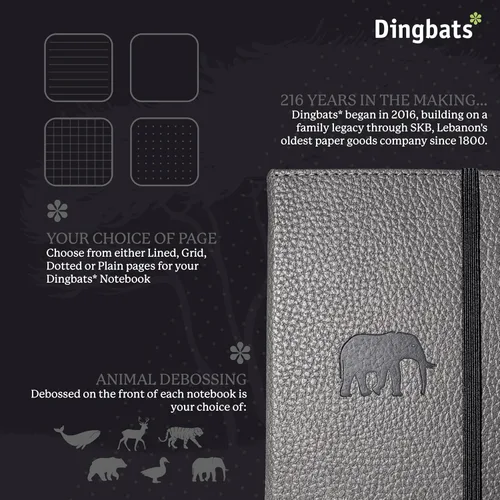 Miniatura 2 de Dingbats* - Cuaderno de bolsillo con puntos A6 de vida silvestre - Diario pequeño de tapa dura de piel sintética para trabajo, viajes, bolsillo