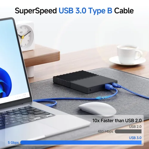 Miniatura 4 de Cable Matters cable USB 3.0 tipo A a B de máxima velocidad, Azul Azul / Patchwork