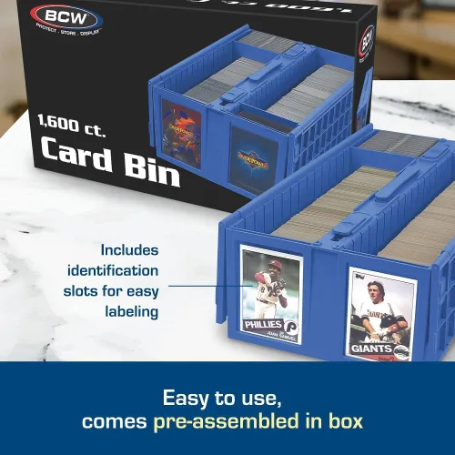 Miniatura 4 de BCW Contenedor de tarjetas coleccionables (individual, azul) Capacidad para hasta 1600 tarjetas Caja de almacenamiento de plástico para Pokémon