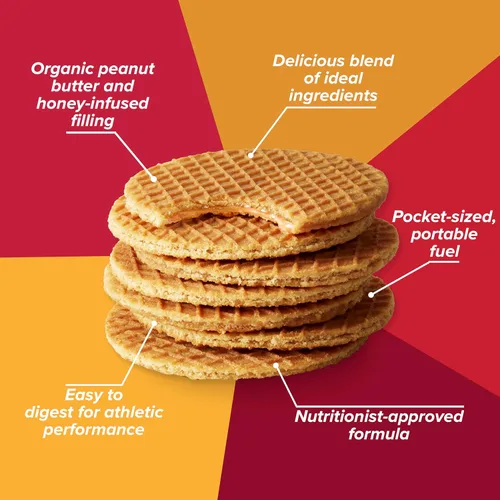 Miniatura 4 de Honey Stinger Waffle orgánico de mantequilla de maní y fresa, Energy Stroopwafel para ejercicio, resistencia y rendimiento, nutrición deportiva