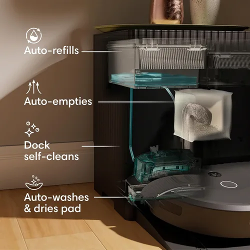 Miniatura 2 de iRobot Roomba Combo 10 Max Robot Aspirador y Trapeador + Base AutoWash (x0850) – Base multifuncional, cubo de recarga, lava y seca su almohadilla