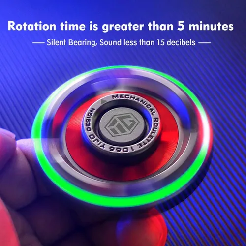Miniatura 2 de Fidget Spinners, Fidget Spinner para adultos, juguete para aliviar el estrés y la ansiedad TDAH, juguete giratorio de mano de metal con luz Gris