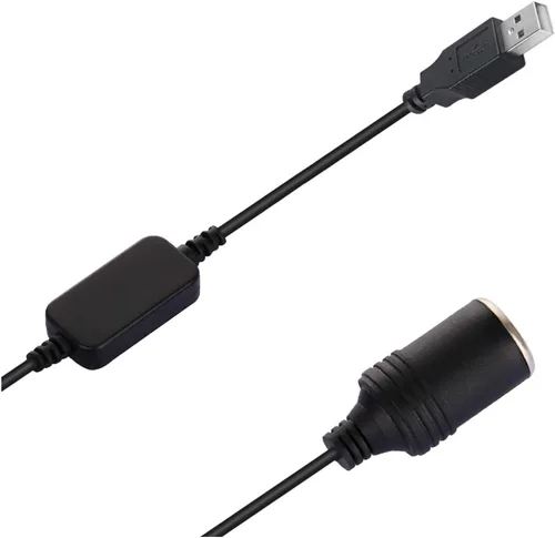 Miniatura 4 de LIXIN Encendedor de cigarrillos de coche de 12 V, convertidor de cable USB a enchufe hembra-negro ((1.2m/3.9ft))