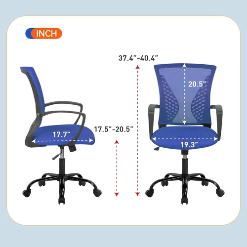 Miniatura 3 de Silla de Oficina Ergonómica Silla de Escritorio Silla de Malla para Computadora con Soporte Lumbar Reposabrazos Giratoria con Ruedas Ajustable Silla