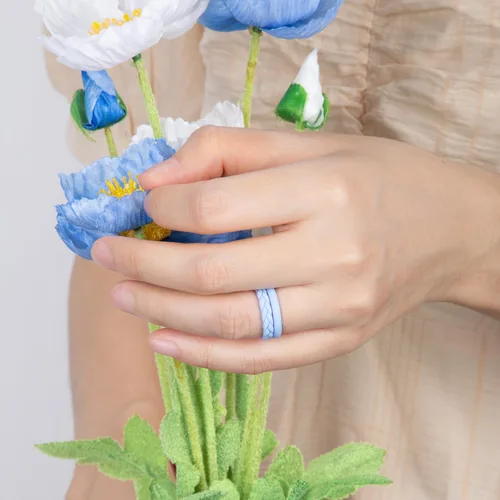Miniatura 120 de Egnaro Anillos de boda de silicona para ella, conjuntos de novia de goma para mujer, bandas finas, diseño trenzado de hojas apilables con ranuras