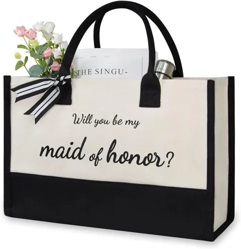 Miniatura 31 de TOPDesign Canvas Tote Bag, Bridal Shower Gifts for Bride, Wedding Bachelorette Bride Gifts Shoulder Bag