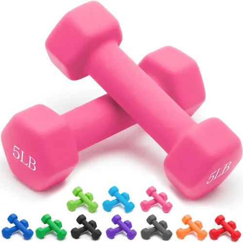 Miniatura 24 de Portzon Mancuernas con Pesos 10 Opciones de Colores Compatibles con Juego de 2 Mancuernas de Neopreno, 1-15 Libras, Antideslizantes, No se Ruedan