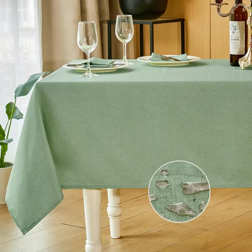 Miniatura 14 de Mebakuk Mantel Rectangular de Lino Estilo Granja, Impermeable, Anti-encogimiento, Suave y Resistente a las Arrugas, Cubierta de Mesa Decorativa