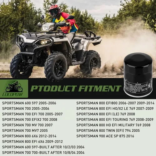 Miniatura 6 de LOCOPOW Filtro de aceite 2540086 2540122 para Polaris Ranger570 700 800 900 1000 2004-2018 Ranger XP 1000 900 800 700 RZR 800 900 Sportsman 800 700
