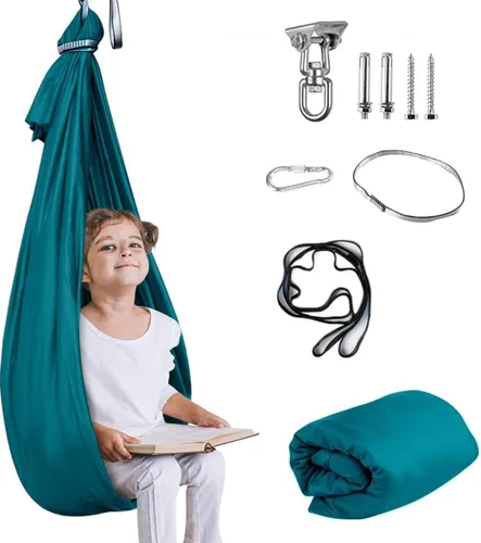 Miniatura 11 de Columpio sensorial para niños y adultos, columpio de terapia de doble capa para interiores y exteriores, columpio para acurrucarse con accesorios