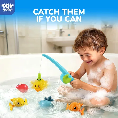 Miniatura 10 de TOY Life Juguetes de baño para niños de 1 a 3 años, juego de pesca magnético con juguetes de baño de cuerda libres de moho para niños pequeños de 1
