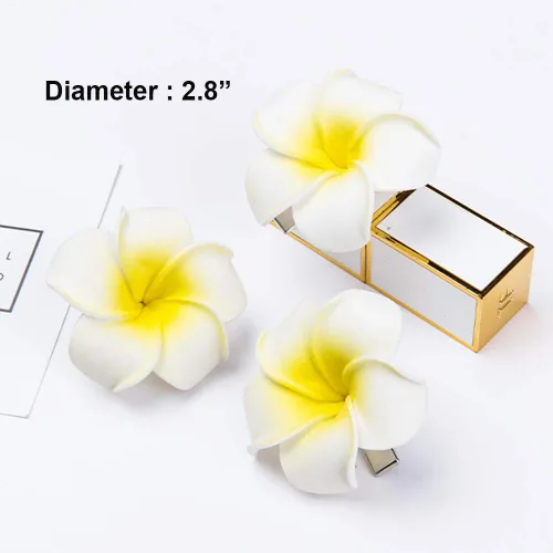 Miniatura 4 de 6 pinzas para el cabello hawaianas Leis Plumeria, collar de hojas tropicales, pasadores de flores, pasadores para mujer, guirnalda de horquillas