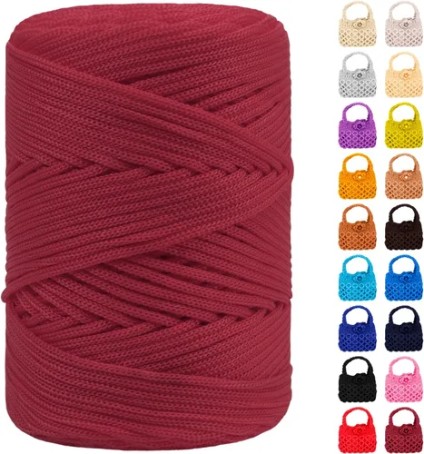 Miniatura 35 de Cordón de macramé de poliéster de 0.118 in x 185 yardas, cordón trenzado de macramé, bolsa de ganchillo, hilo de poliéster para ganchillo, bolsa