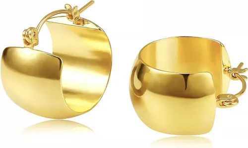 Miniatura 14 de Aretes de aro gruesos de oro para mujer, chapados en oro de 14 quilates, aretes de aro triple, hipoalergénicos, a la moda, aretes de aro gruesos