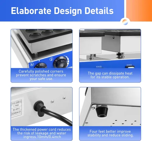 Miniatura 8 de Máquina eléctrica antiadherente para hacer gofres comercial, mini panqueques holandesa, panadero, salud y hogar, multifunción, mini máquina 50pcs