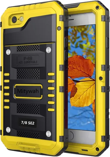 Miniatura 100 de Mitywah Funda impermeable para iPhone 7/iPhone 8 / iPhone SE 2020, funda de metal resistente de grado militar, protección de cuerpo completo