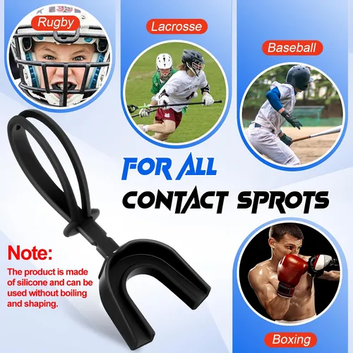 Miniatura 3 de Copkim 50 protectores bucales con correa, protector bucal de fútbol suave para fútbol, boxeo, baloncesto, hockey, lacrosse, lucha libre, rugby, 50