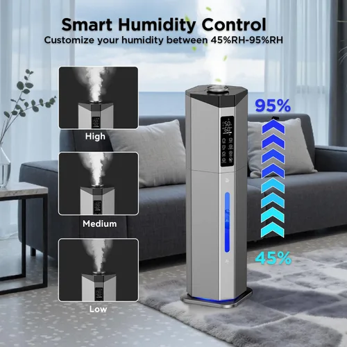 Miniatura 4 de Humidifiers for Bedroom - GloryAir 2.38Gal/9L Dual Atomizers Top Fill Humidifier for Large Room 2000ft² with Auto Rotation 7-Color Light Humidistat