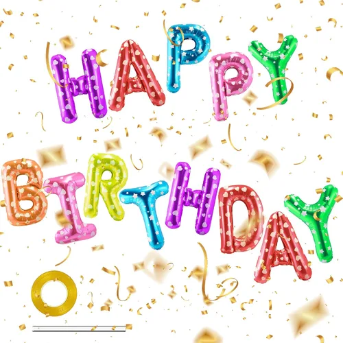 Miniatura 32 de CANREVEL Cartel de feliz cumpleaños, 13 letras de papel de aluminio de Mylar de 16 pulgadas con 12 globos de estrella, decoraciones de fiesta