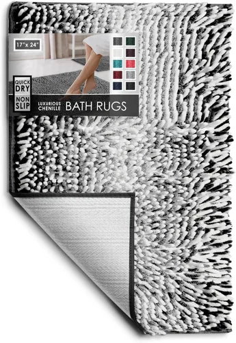 Miniatura 79 de Hearth & Harbor Alfombras de baño, tapete de baño de chenilla - Alfombras de baño lavables a máquina para baño con respaldo antideslizante de goma