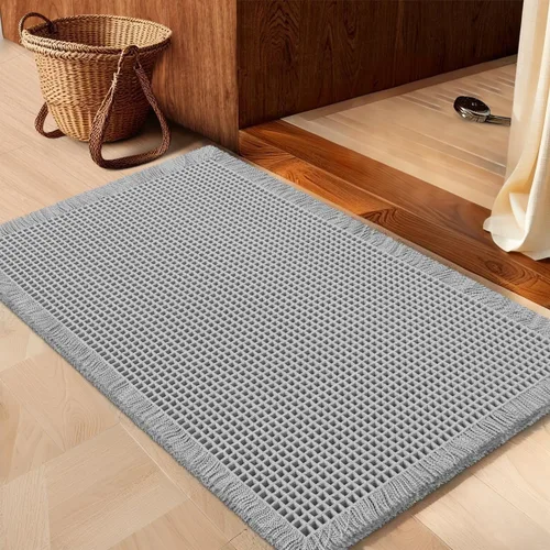 Miniatura 50 de IM HOME Tapete de baño de punto gofre, color caqui, de 24 x 17 pulgadas, tejido bohemio, moderno, absorbente, antideslizante, suave, lavable