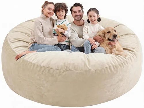 Miniatura 75 de Silla de Puf de 3 Pies, Sillas de Puf Cómodas con Relleno de Espuma Viscoelástica, Sofá de Puf Esponjoso con Funda de Terciopelo Holandés, Sillas