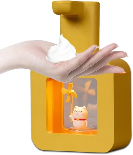Miniatura 17 de Dispensador de jabón automático lindo - Dispensador de jabón de manos sin contacto rosa para niños, impermeable de montaje en pared USB recargable
