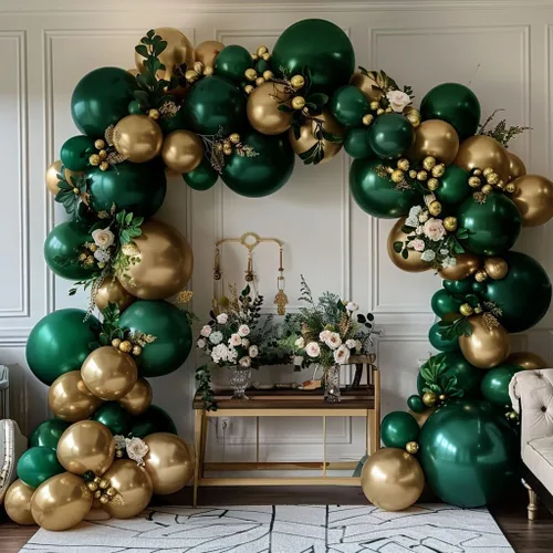 Miniatura 10 de Guirnalda de globos de color burdeos y negro con doble relleno, color rojo oscuro, dorado, granate y negro, kit de arco de globos para cumpleaños