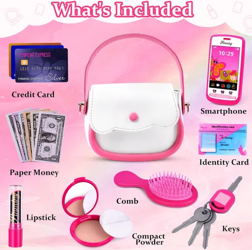 Miniatura 2 de GJZZ Bolsa de juego para niñas pequeñas, juego de monedero para niños pequeños, juguetes de maquillaje para niñas de 3, 4, 5, 6, 7 años, regalo