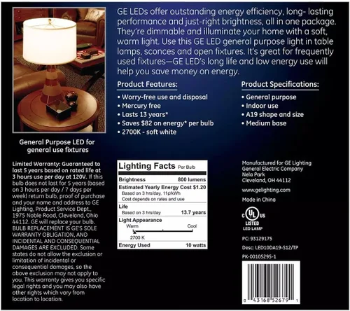 Miniatura 2 de GE Bombillas LED A19 de uso general equivalente a 60 W (12 unidades)