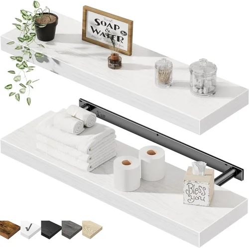 Miniatura 12 de QEEIG Estantes flotantes para pared de 23.6 pulgadas de largo, estante montado en la pared, baño, cocina, sala de estar, dormitorio, granja, A.