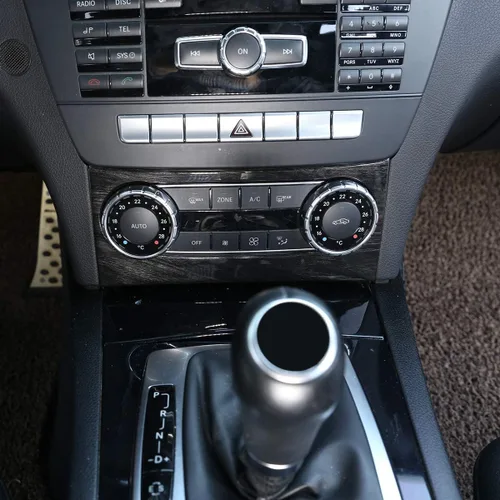 Miniatura 3 de YIWANG Marco de perilla de control central de ABS cromado para Mercedes Benz Clase C W204 2011-2014 Accesorios de automóvil (grano de madera negra)