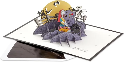 Miniatura 2 de Hallmark Tarjeta desplegable de Nightmare Before Christmas (Jack & Sally) Tarjeta 3D de papel de la firma para aniversario, amor, cumpleaños