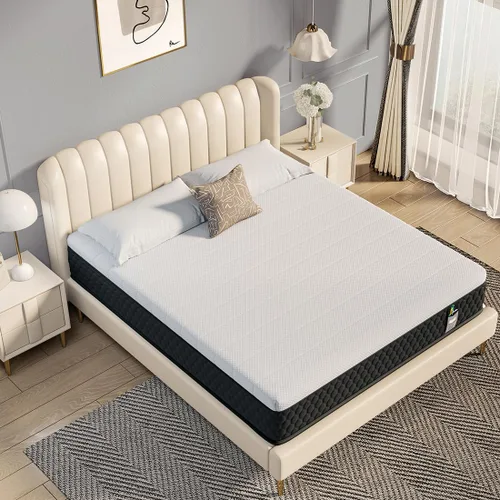 Miniatura 2 de JEEKEA Colchón de tamaño matrimonial, colchón híbrido de resortes interiores de 10 pulgadas en una caja con espuma viscoelástica para aliviar