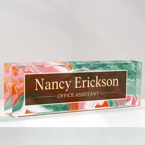 Miniatura 51 de Placa de nombre de escritorio personalizada, placas de identificación acrílicas personalizadas para escritorio, accesorio de oficina para mujeres