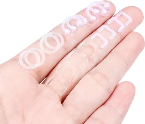 Miniatura 4 de Lcolyoli Retenedor de tabique transparente 14G 16G anillo de tabique transparente de plástico ocultable en forma de U en forma de herradura