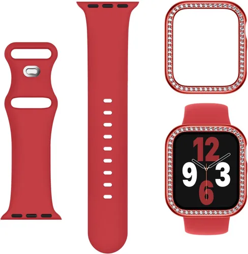 Miniatura 21 de Adorique 3-en-1 compatible con Apple Watch Band de 40 mm, 41 mm, 42 mm, 44 mm, 45 mm, 46 mm, correa deportiva de silicona suave para iWatch Series