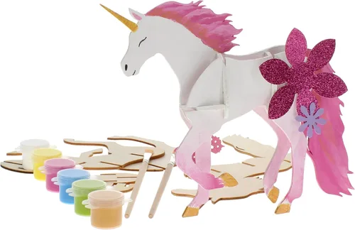 Miniatura 4 de LEISURE ARTS - Rompecabezas 3D, kit de 14 piezas, unicornio de construcción de madera, kits de construcción de madera, proyectos de bricolaje
